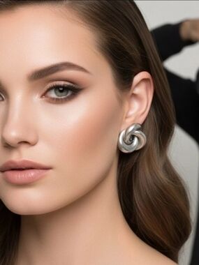 VINTAGE Yaacov Heller 925 Sterling Silver BIGEL  Design Earrings Clip on Stamped